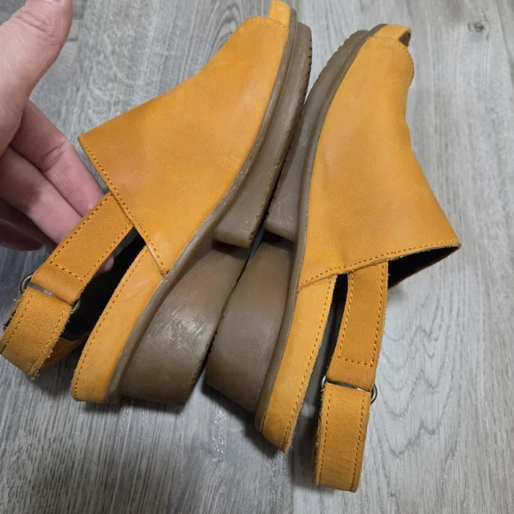 El Naturalista Mustard Leather Slingback Platform Comfort Sandals Boho - Picture 8 of 12